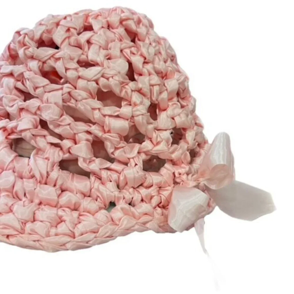 Satin Braided Ribbon‎ Pink Hat with Ribbon Pastel Holiday Spring Party Barbie